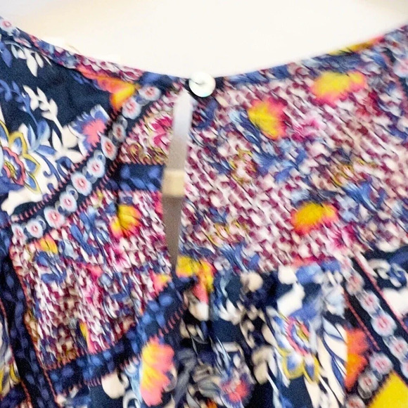 Entro Womens Patchwork Peasant Boho Top Tunic Dress Sz L NWOT - Picture 7 of 10